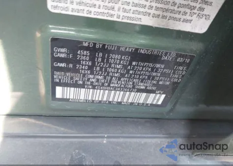 2010 Subaru Outback из США, поврежденный, VIN 4S4BRBAC3A3366730